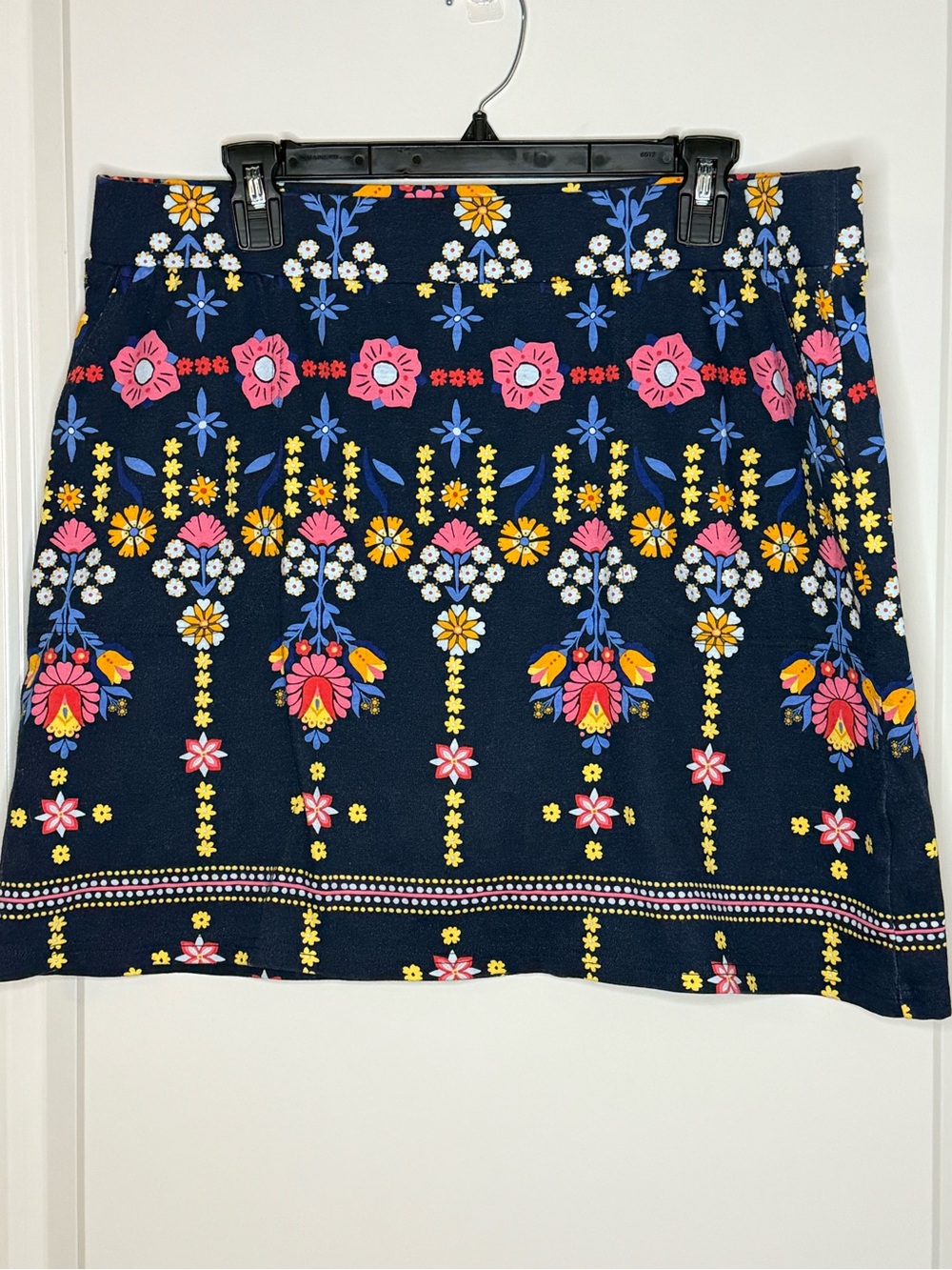 Floral Embroidered Navy Mini Skort - Women's